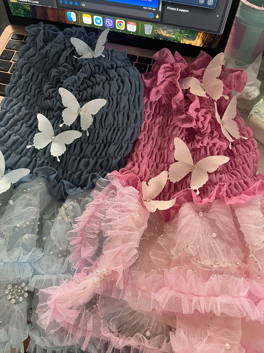 Karol Smocked Chiffon Beaded Dress